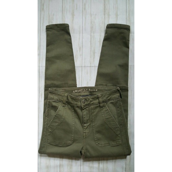 American Eagle Womens 0 R Jegging Next Level Stretch Green Inseam 26 L 35 - Picture 1 of 6